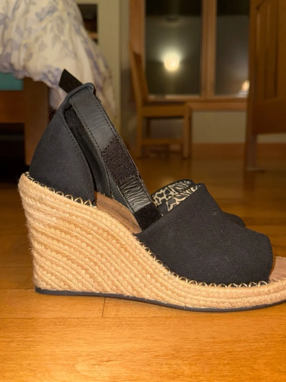 TOMS Black Espadrille Wedge Sandals